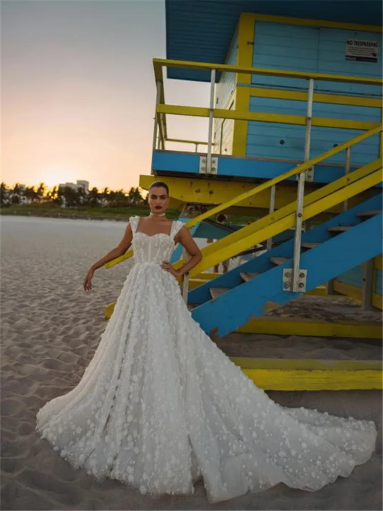 Indulge in the opulence of our Robe Julienne, a luxury bridal dress that exudes elegance and sophistication. This ball gown features exquisite lace detailing, making it the perfect choice for a fairy-tale wedding. Embrace luxury on your special day with this timeless and tasteful masterpiece.